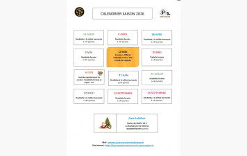 CALENDRIER SAISON 2026