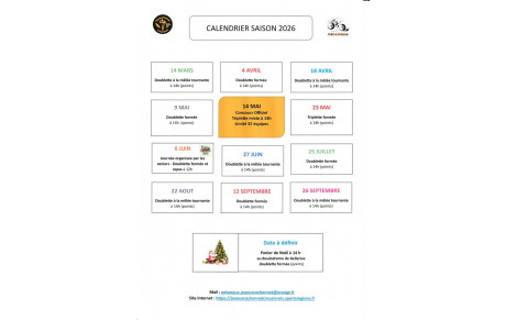 CALENDRIER SAISON 2026